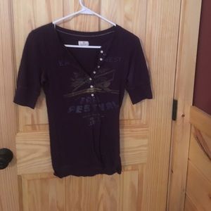 Purple casual shirt.